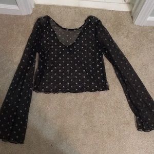 Urban outfitters star print mesh crop top